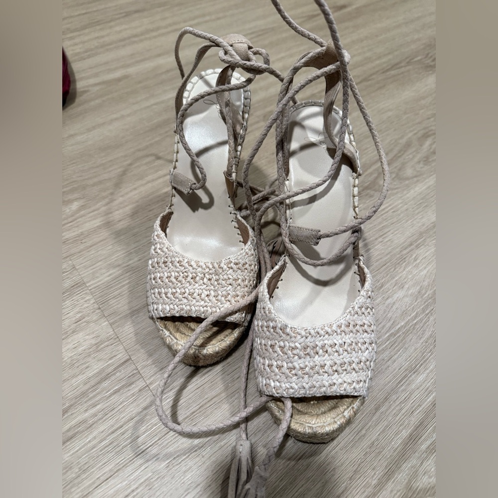 Joie Cream Woven Espadrille Sandals